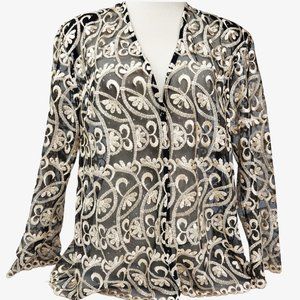 Vintage 1980s MaxiMa Embroidered Mesh Jacket Dress